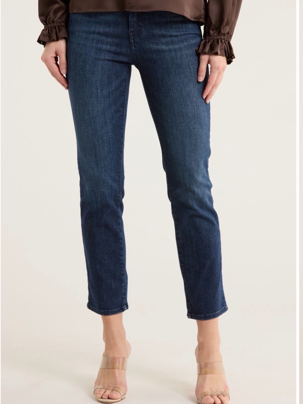 Frame Denim Cropped Slim Straight Jeans in Dark Indigo (Guilty)